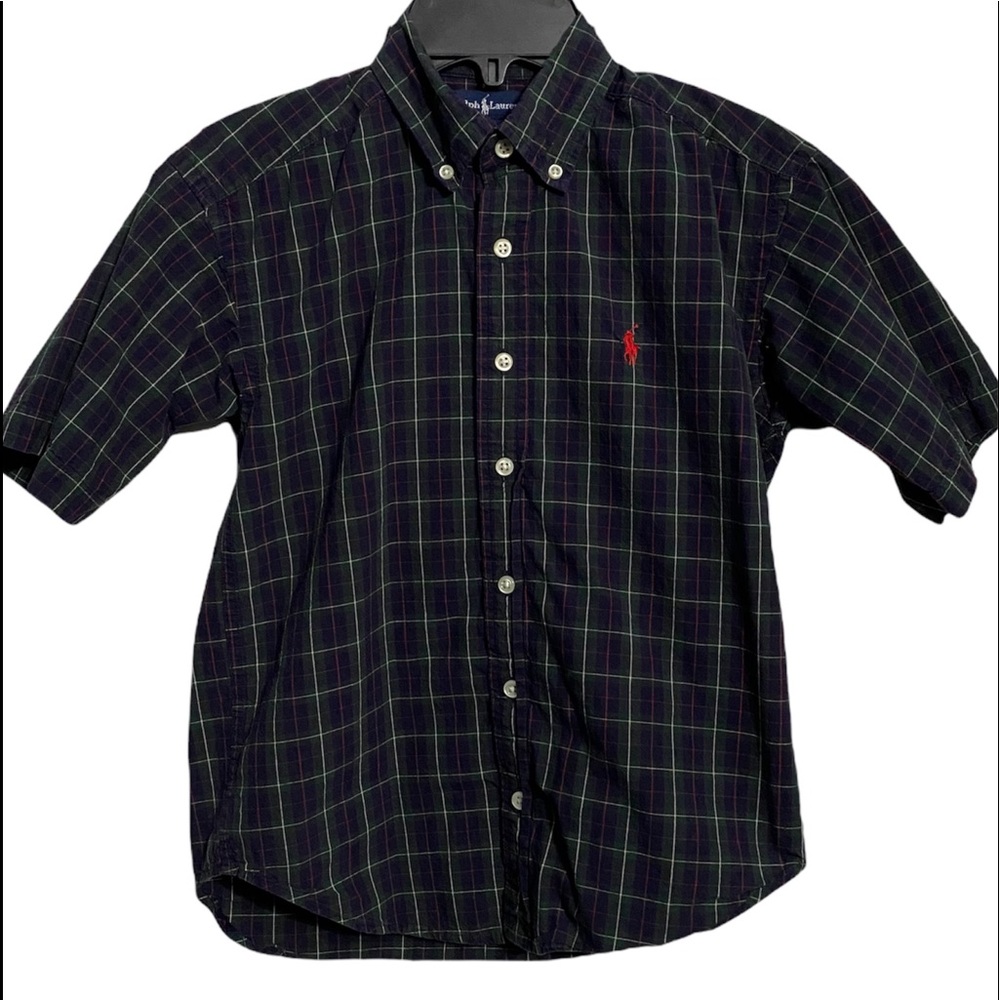 EUC•Ralph Lauren Boys SS plaid button up szS
